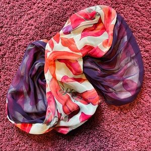 Silk "Love is Life" Infinity Scarf Lips Print